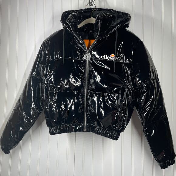 NWT Ellesse Women's Black Full Zipped Puffer Jacket Size 2 - Picture 1 of 10